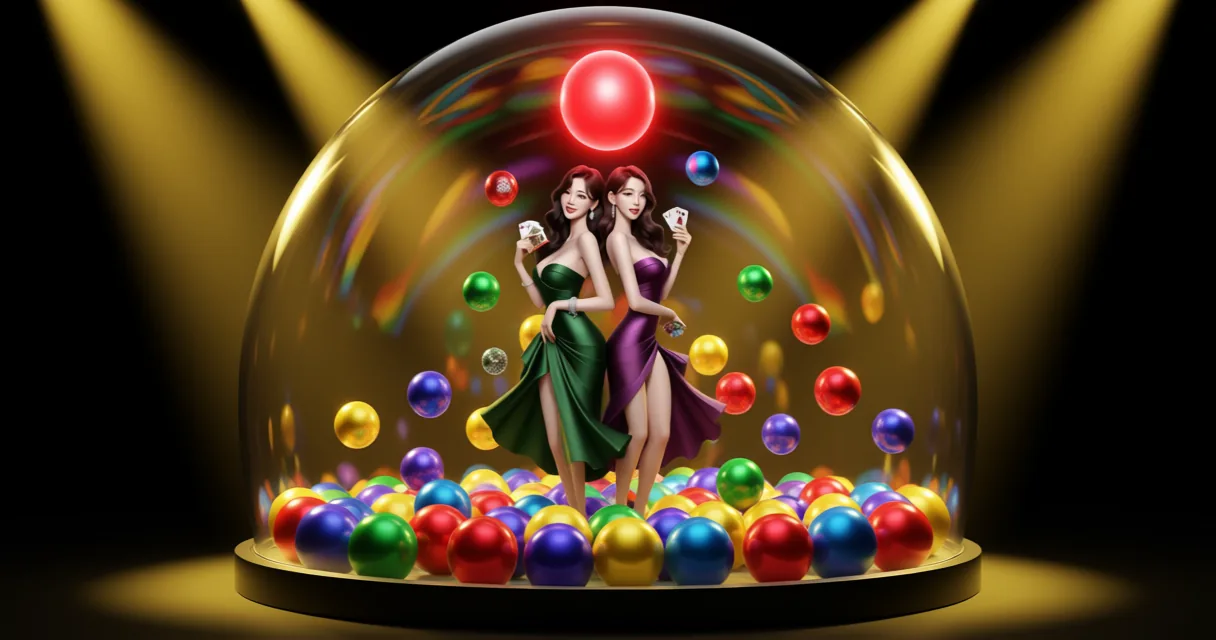 Abstract rendering of lottery number balls floating against a dark background